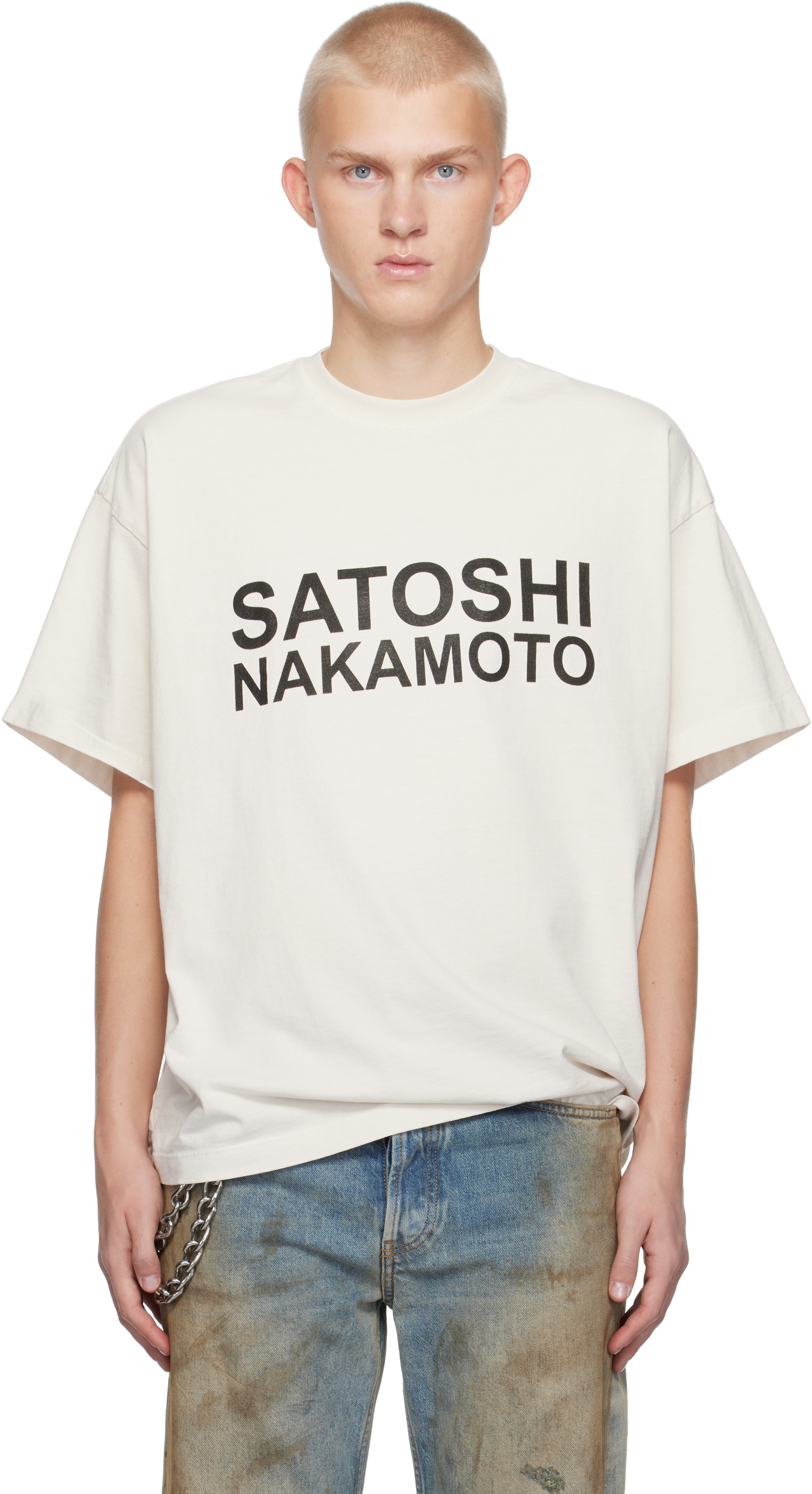 Shop Satoshi Nakamoto White Logo T-shirt