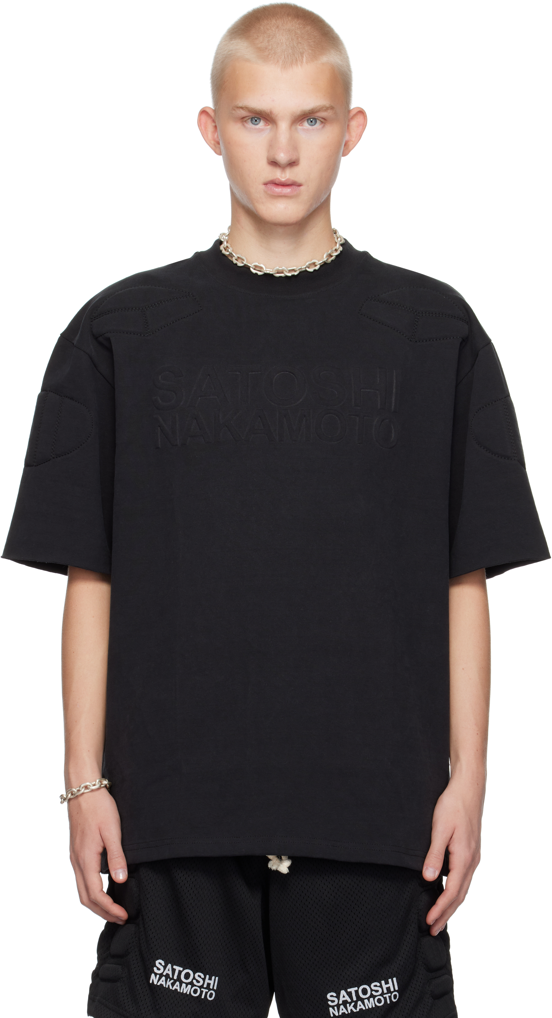 Shop Satoshi Nakamoto Black Moto T-shirt