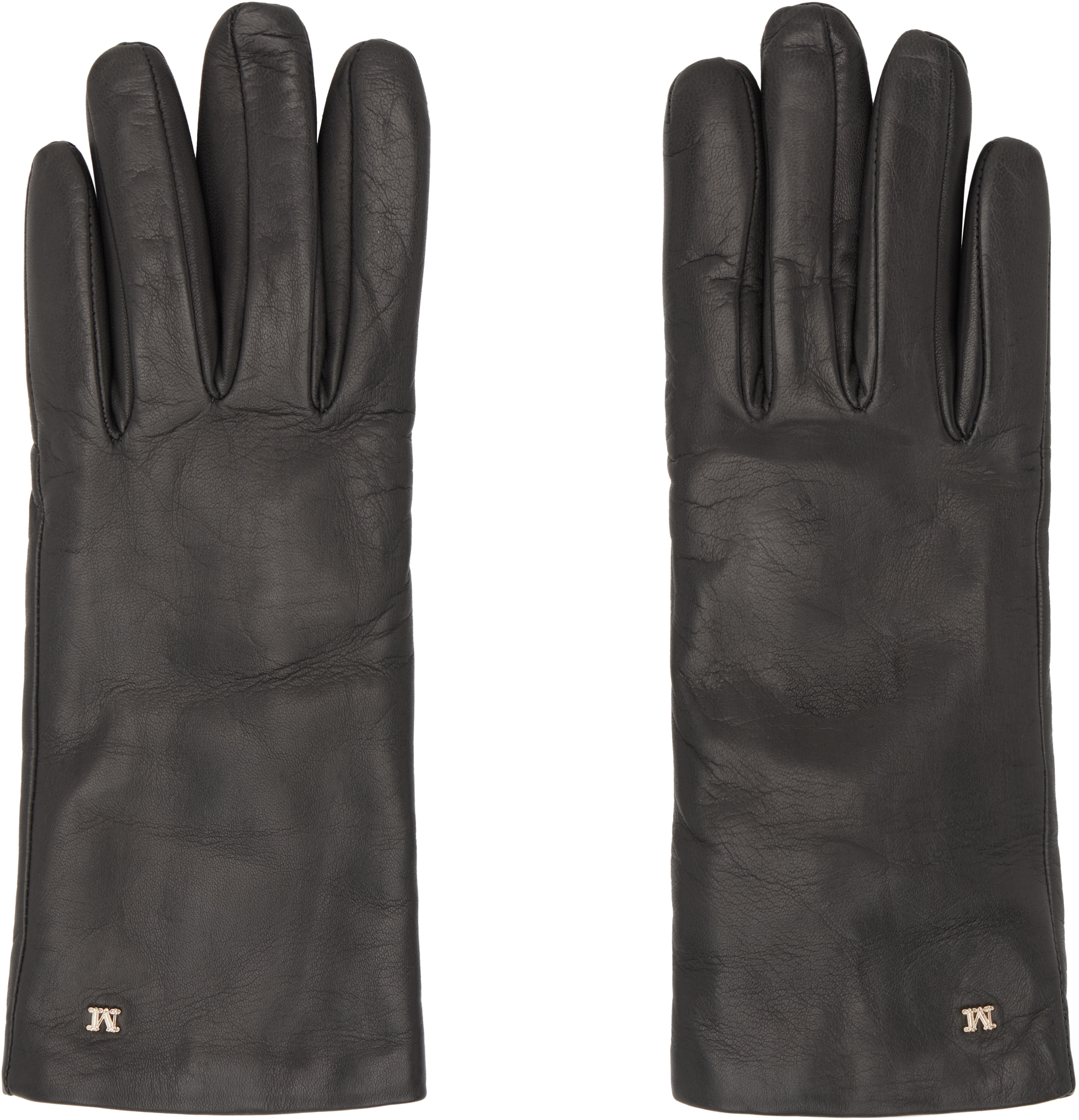 MaxMara ナッパレザーグローブ 手袋 ロゴ ウール SPARATO (Max