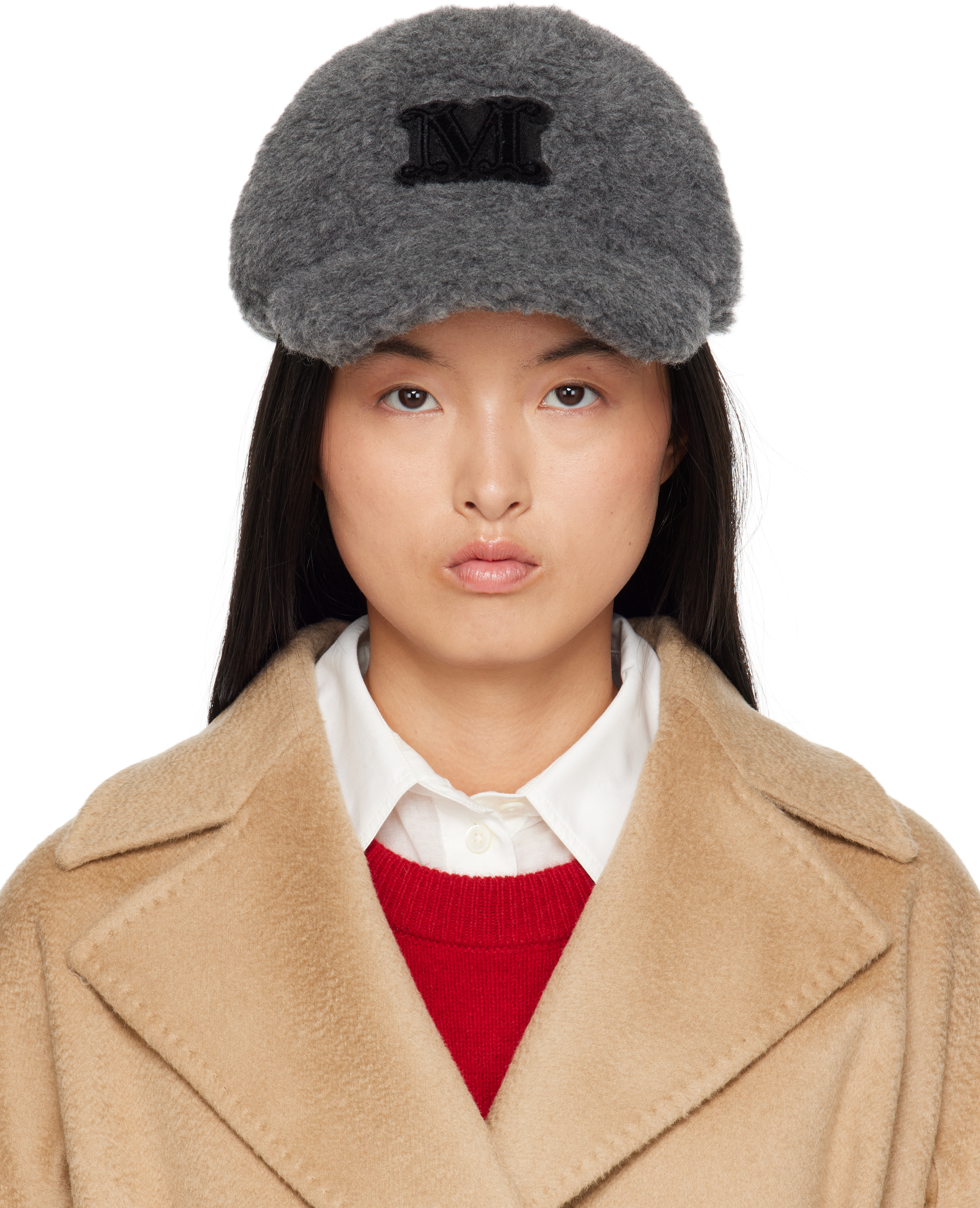 【関税込み】Max Mara グレー Teddy Melange Fabric キャップ Gray Teddy Mélange Fabric Cap by Max Mara on Sale