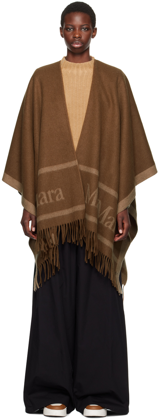 Brown Jacquard Wool Scarf by Max Mara on Sale