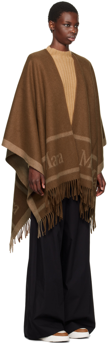MAX MARA BROWN JACQUARD WOOL SCARF 