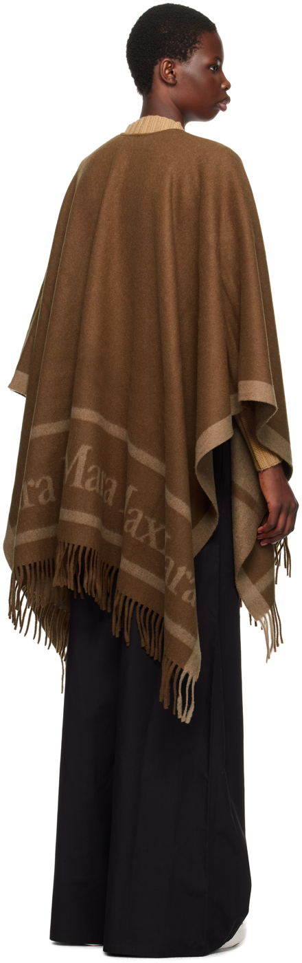MAX MARA BROWN JACQUARD WOOL SCARF 