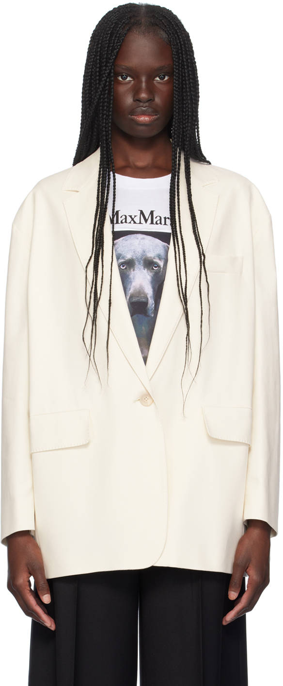 Shop Max Mara Off-white Monica Blazer In 005 Vanilla