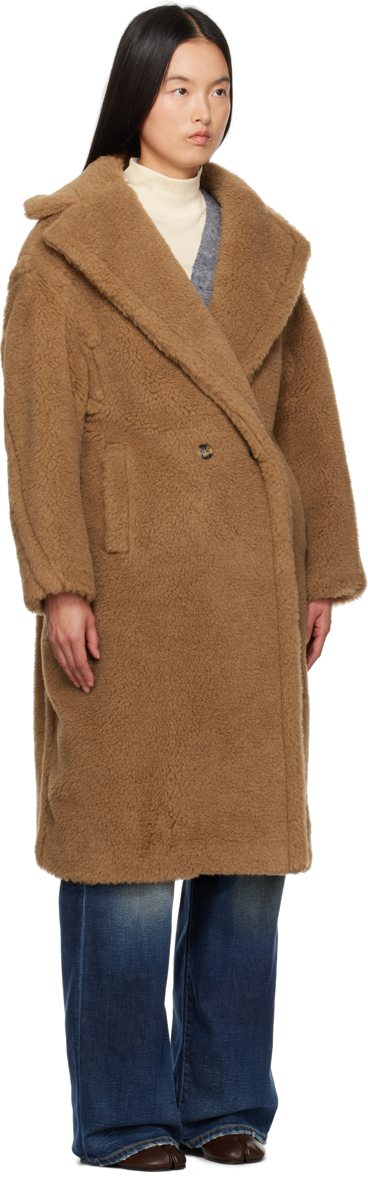 Max Mara Brown Teddy Coat In Camel