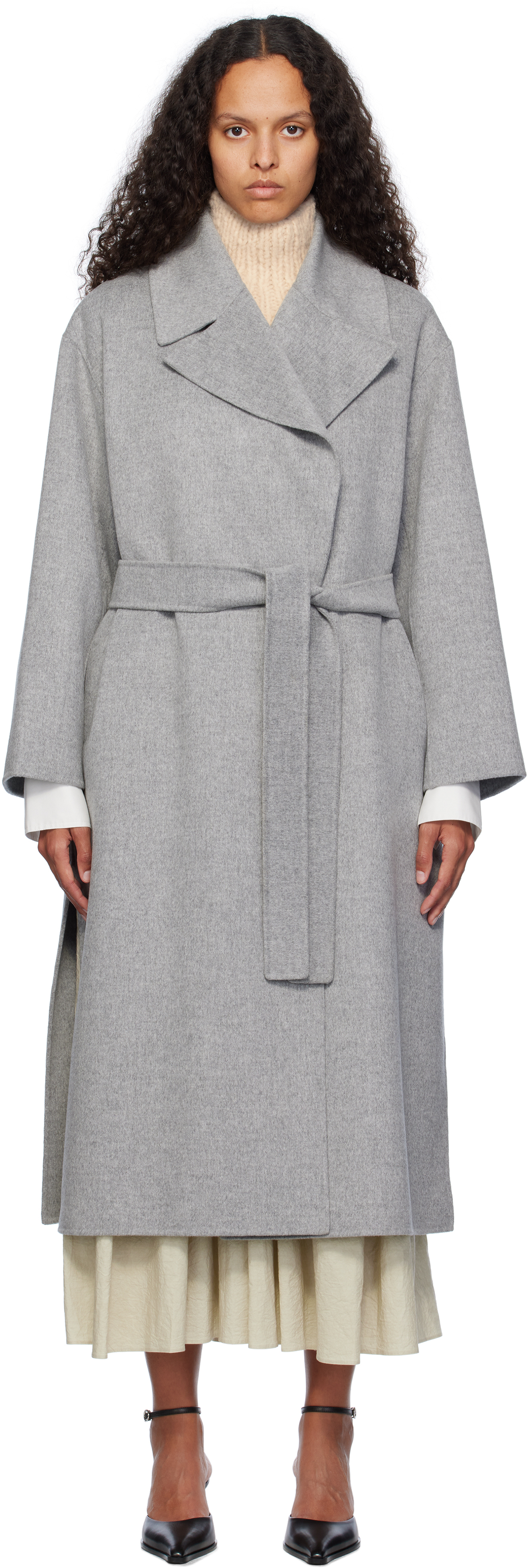 Max Mara Gray Olanda Coat In 042 Light Grey