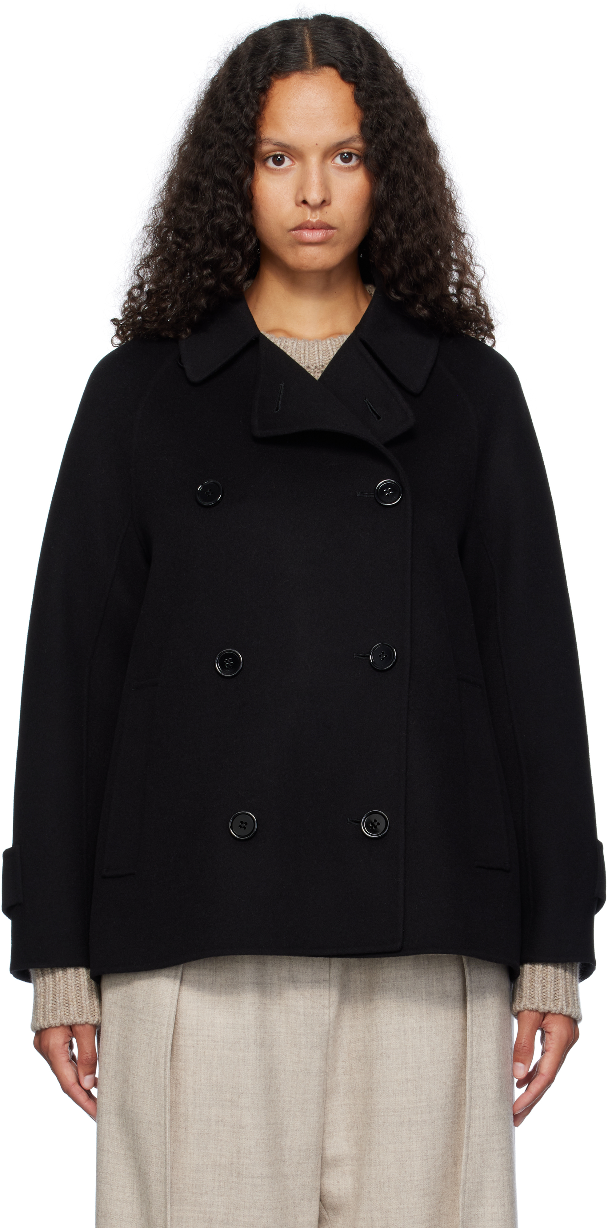 Max Mara Black Louis Short Coat In 013 Black