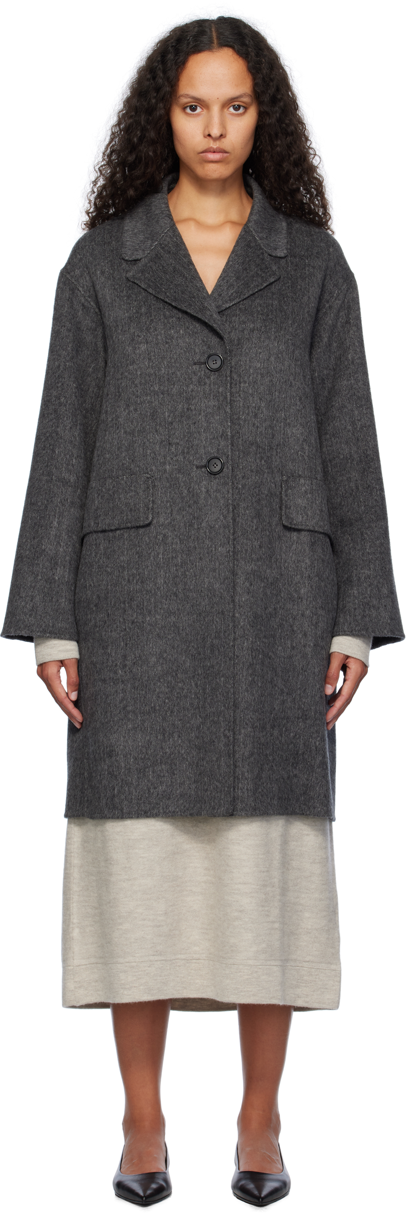 Shop Max Mara Gray John Coat In 002 Black Herring