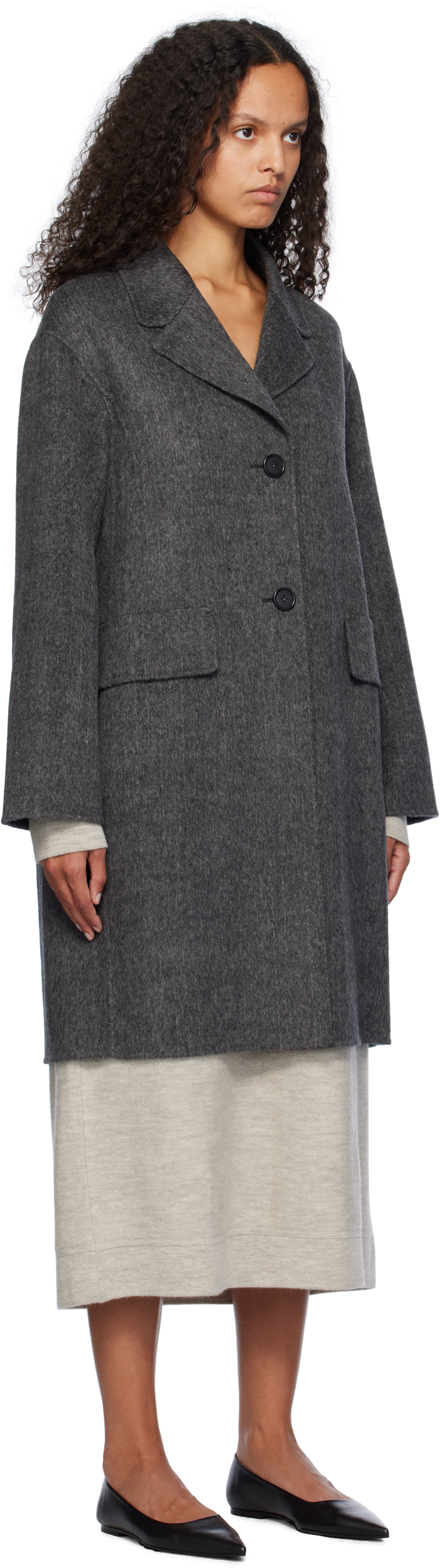 Max Mara John Virgin Wool Blend Coat In 002 Black Herring