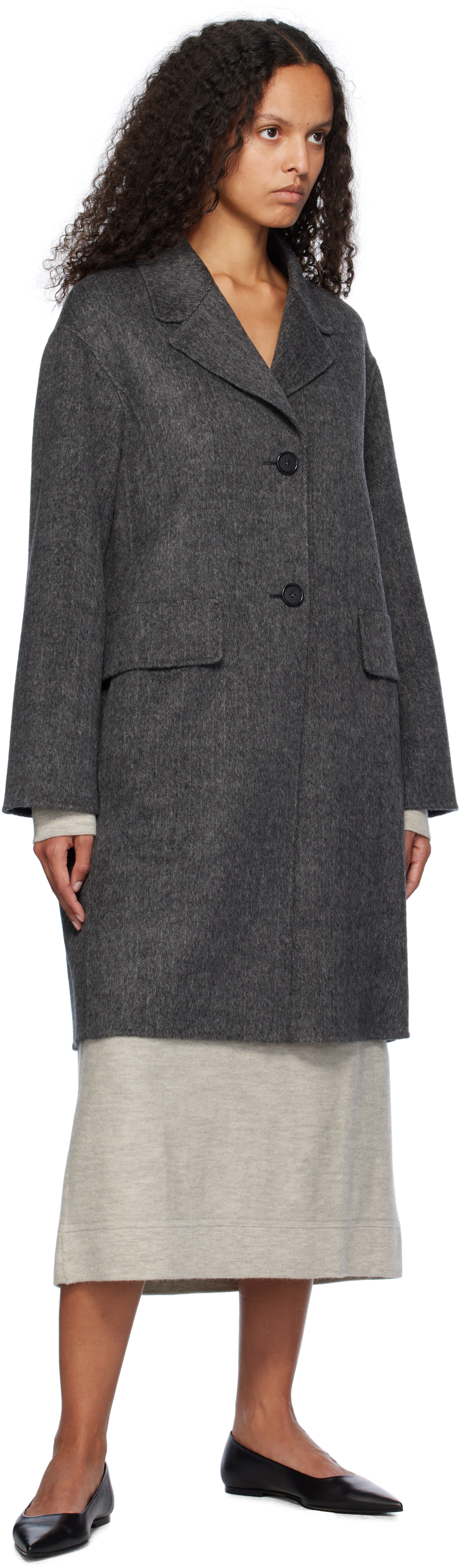 Max Mara John Virgin Wool Blend Coat In 002 Black Herring