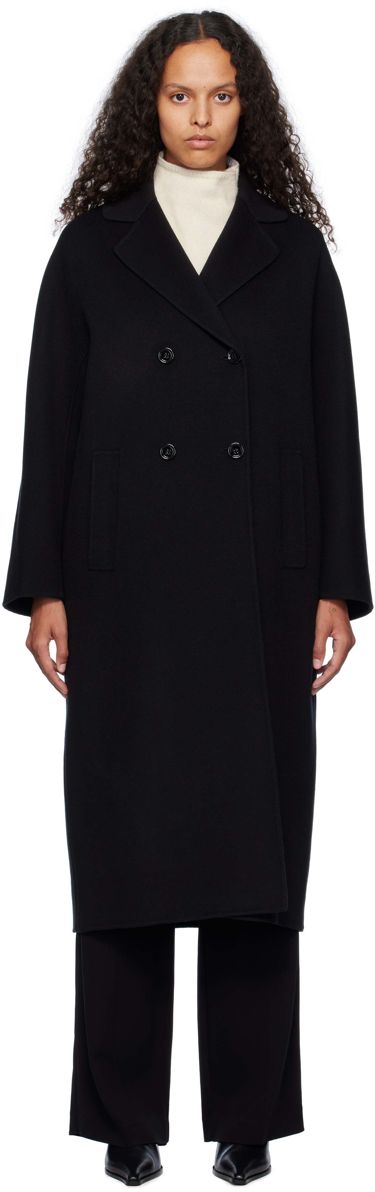 Max Mara Black Capi Coat In 013 Black