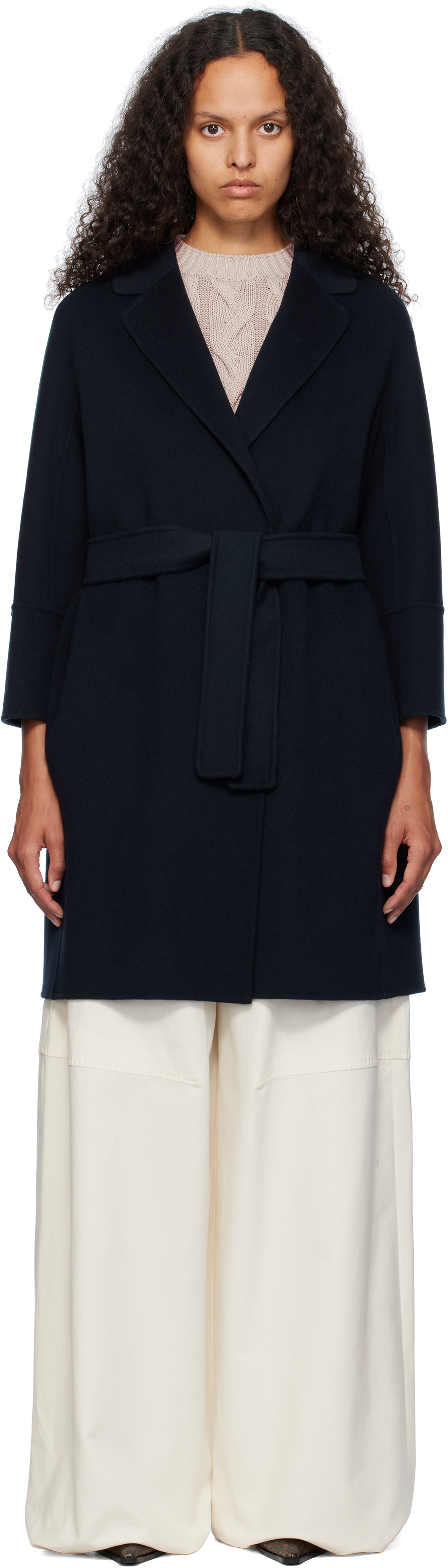 Max Mara Navy Arona Coat In 012 Midnightblue