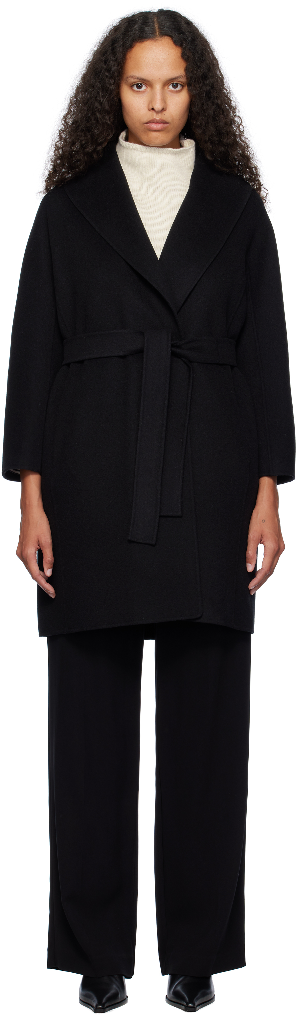 Max Mara Black Messi Coat In 013 Black