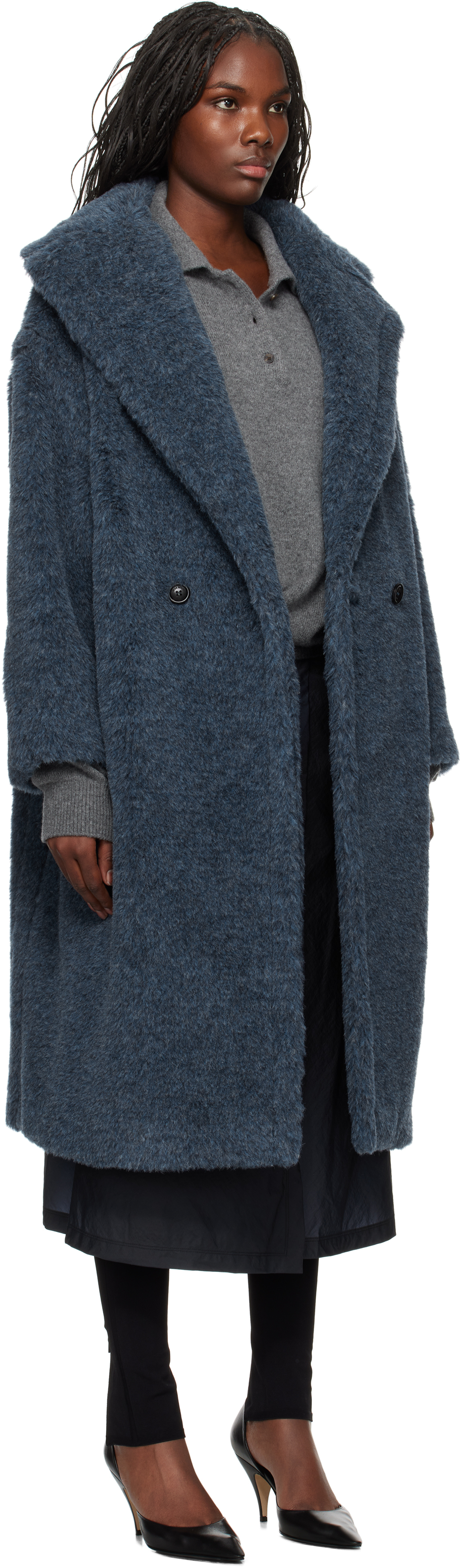 Max Mara Wool Coat In 001 Blue Jeans