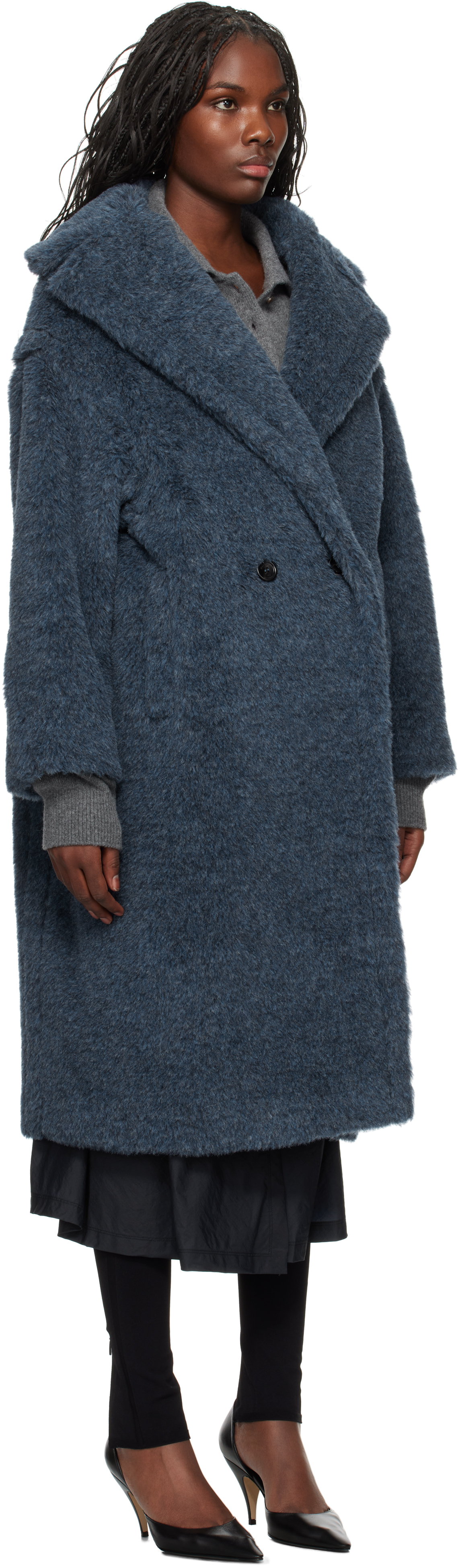 Max Mara Wool Coat In 001 Blue Jeans