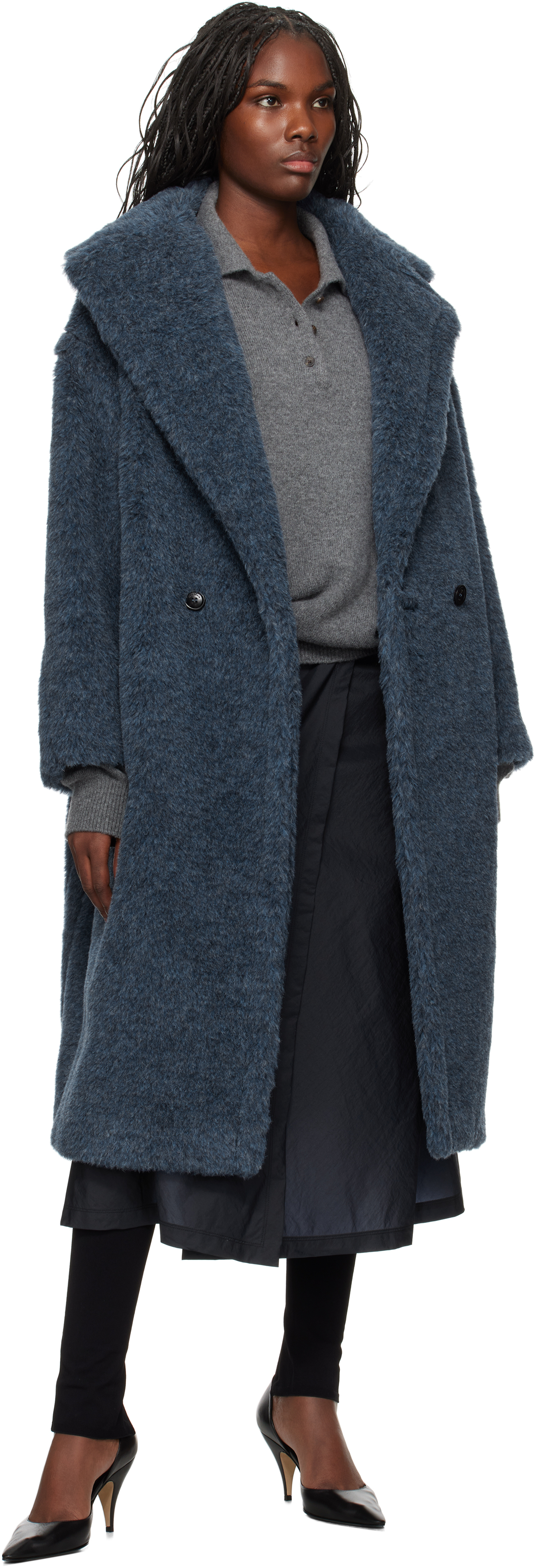 Max Mara Wool Coat In 001 Blue Jeans