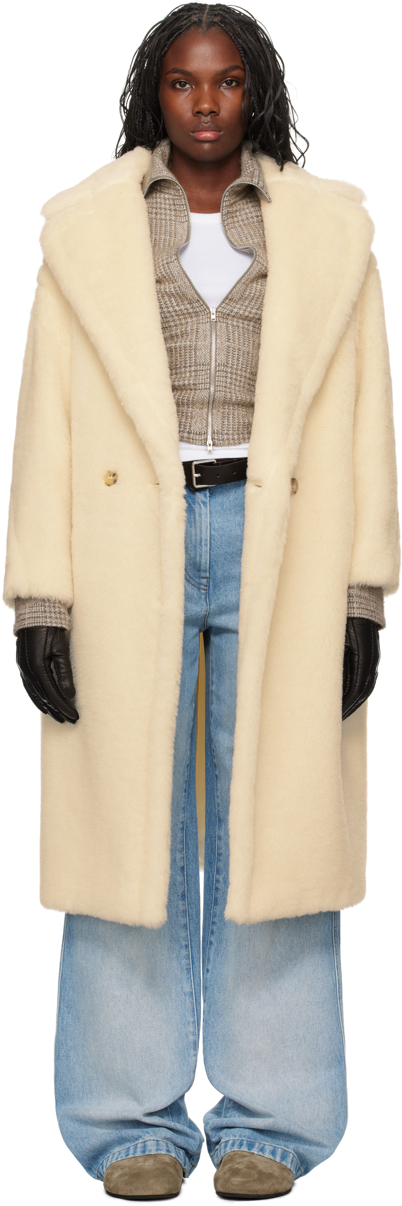 Max Mara Manteau Tedgirl blanc SSENSE France