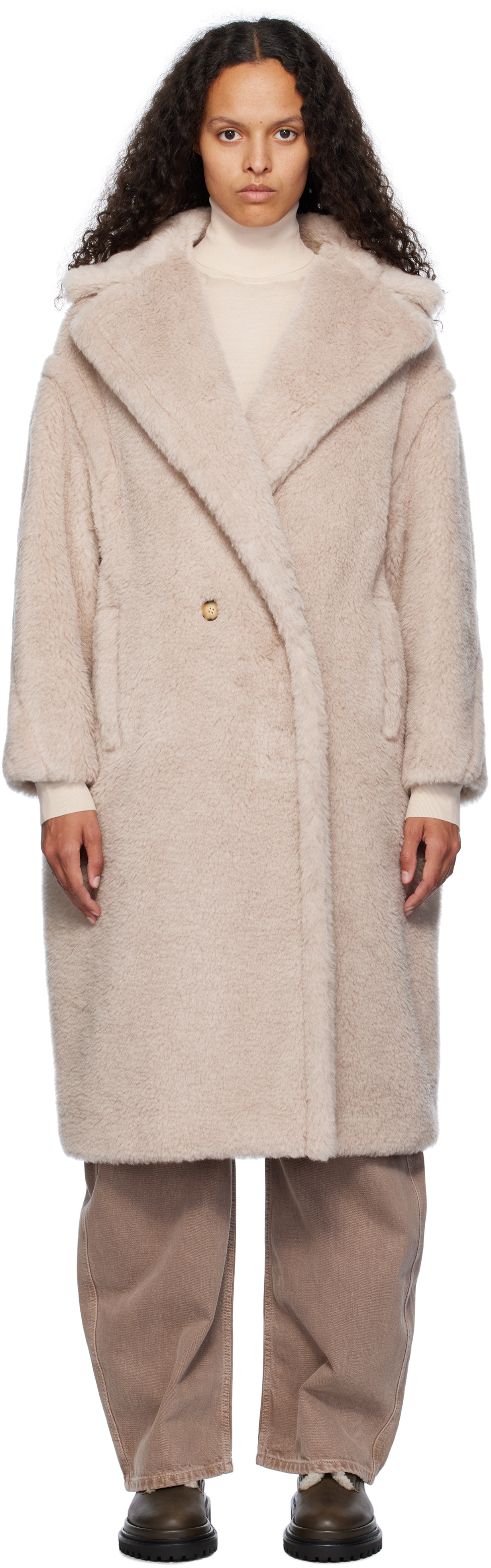 Max Mara Beige Tedgirl Coat In 002 Sand