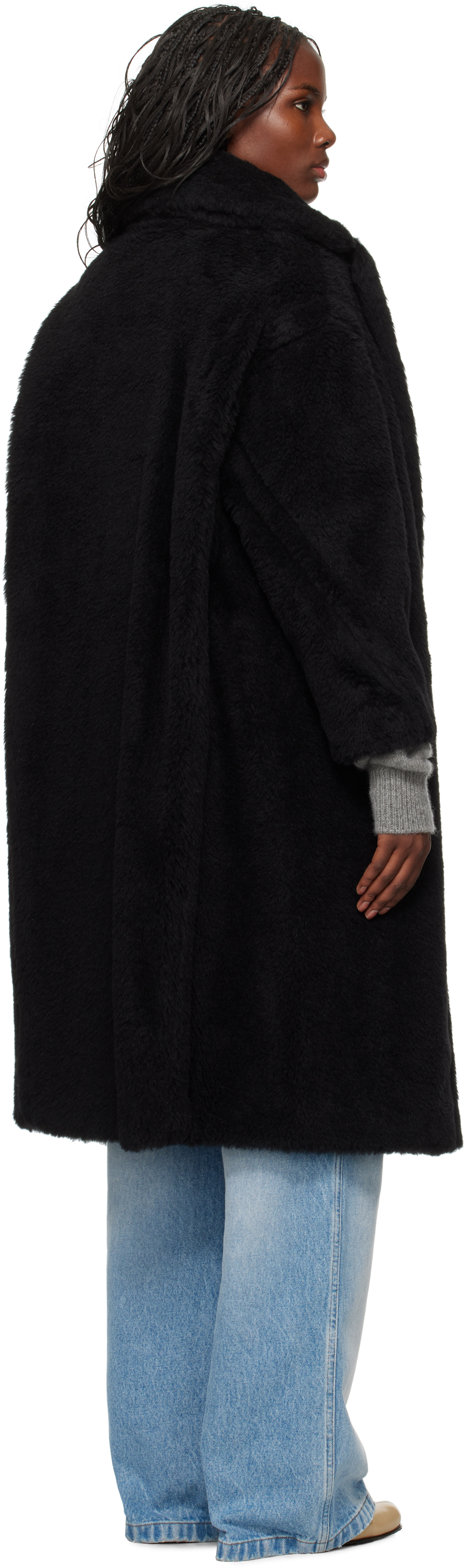 Max Mara Hooded Coat With Belt In Black Wool In 008 Black