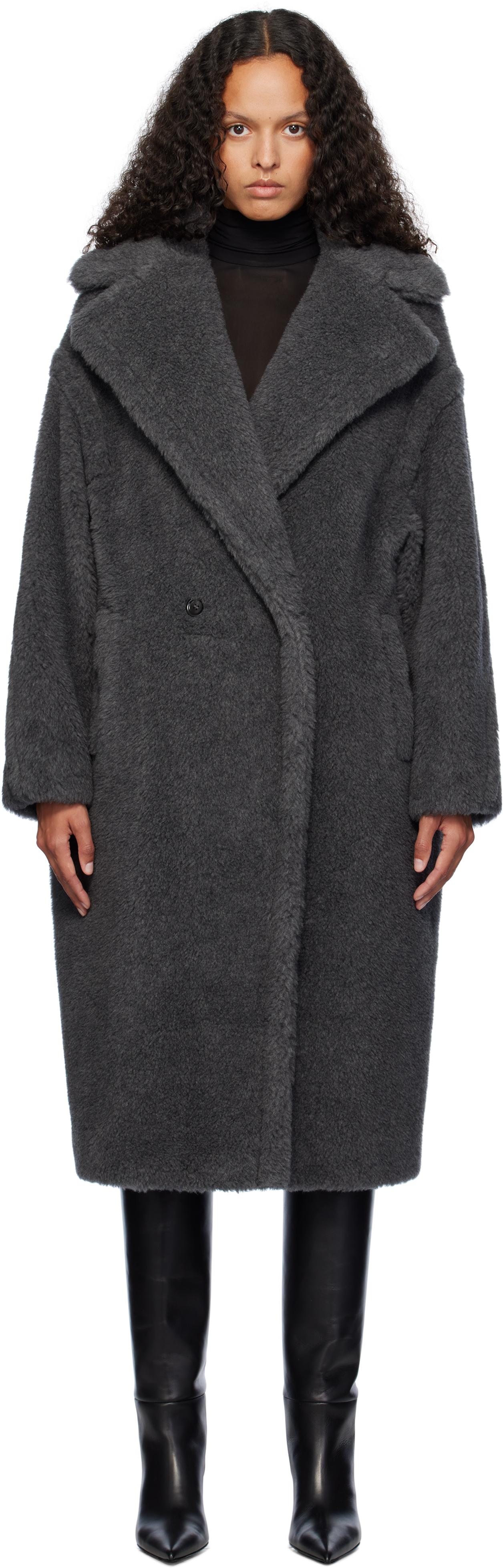 【関税込み】Max Mara グレー Teddy1 フェイクファー コート MaxMara☆最新作 テディベア アイコンコート グレー ☆関税込み