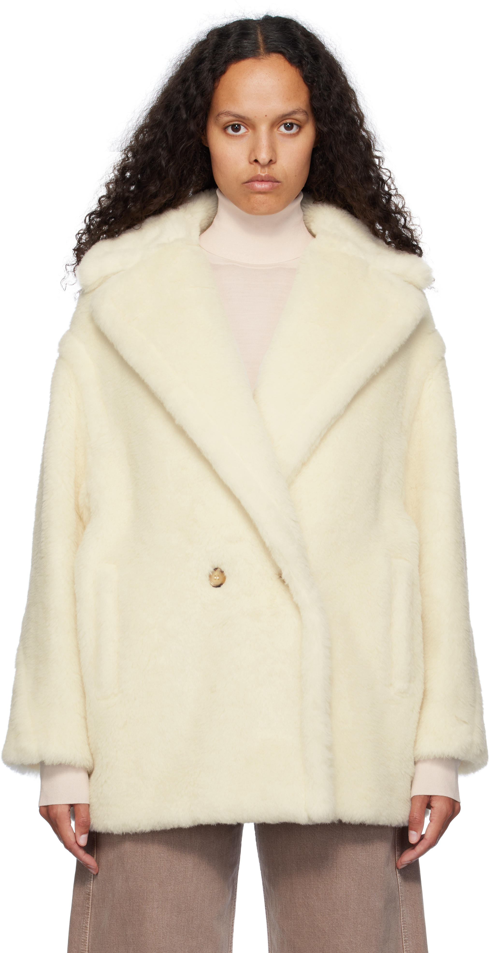 Max Mara White Olga Coat In 001 White