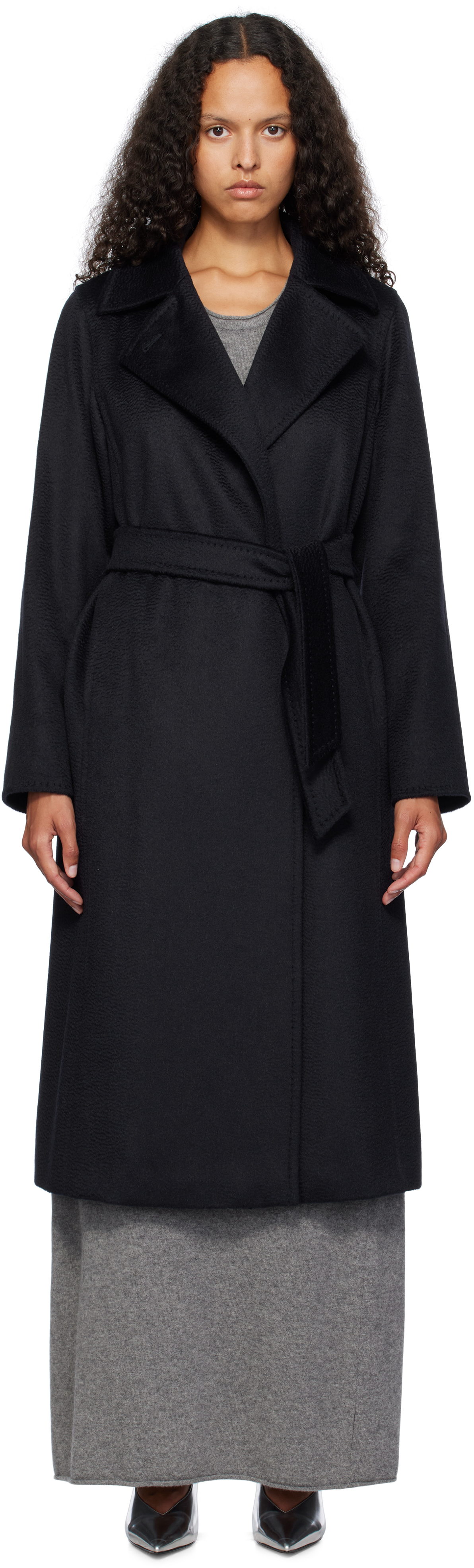 Shop Max Mara Navy Manuela Coat In 003 Ultramarine