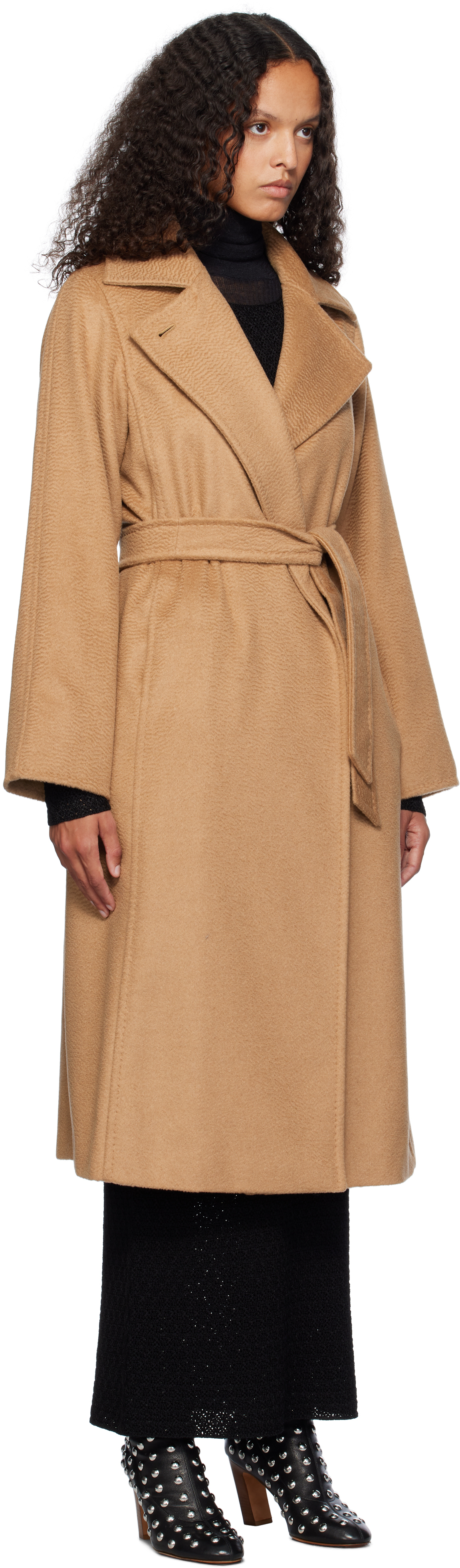Max Mara Manuela Long-sleeved Coat In 001 Camel