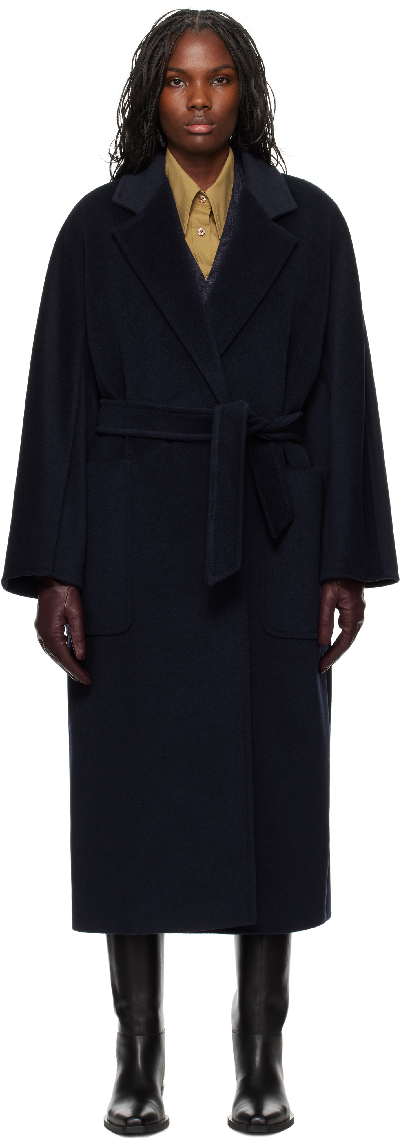 Shop Max Mara Navy Locri Coat In 005 Ultramarine