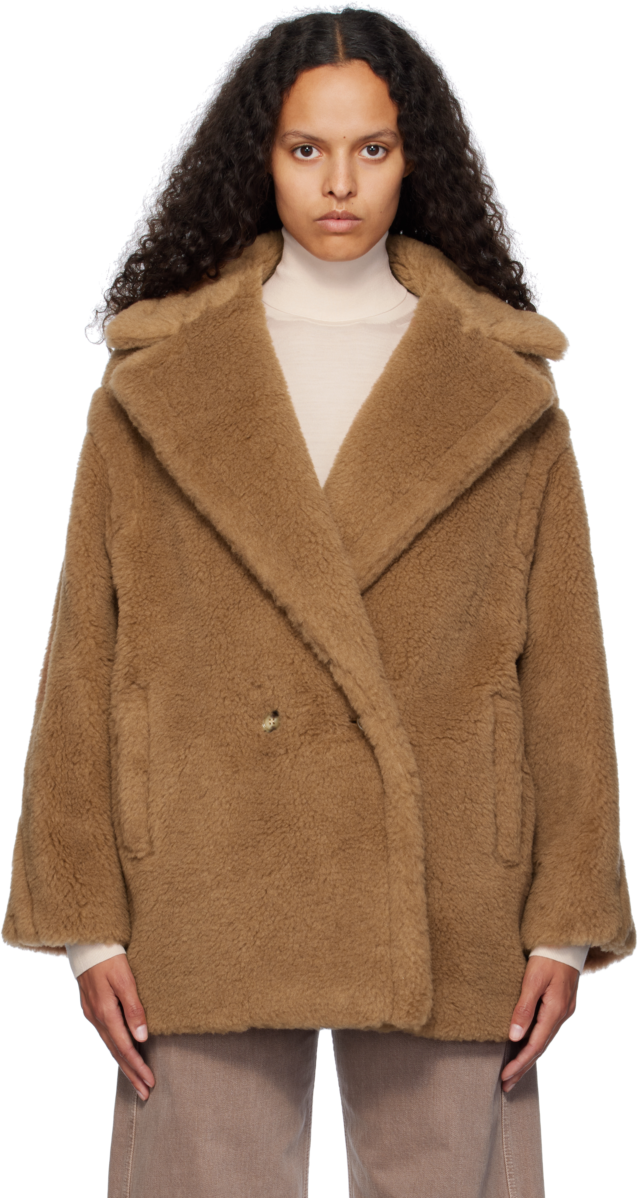 Max Mara Brown Dramma Coat In 001 Camel