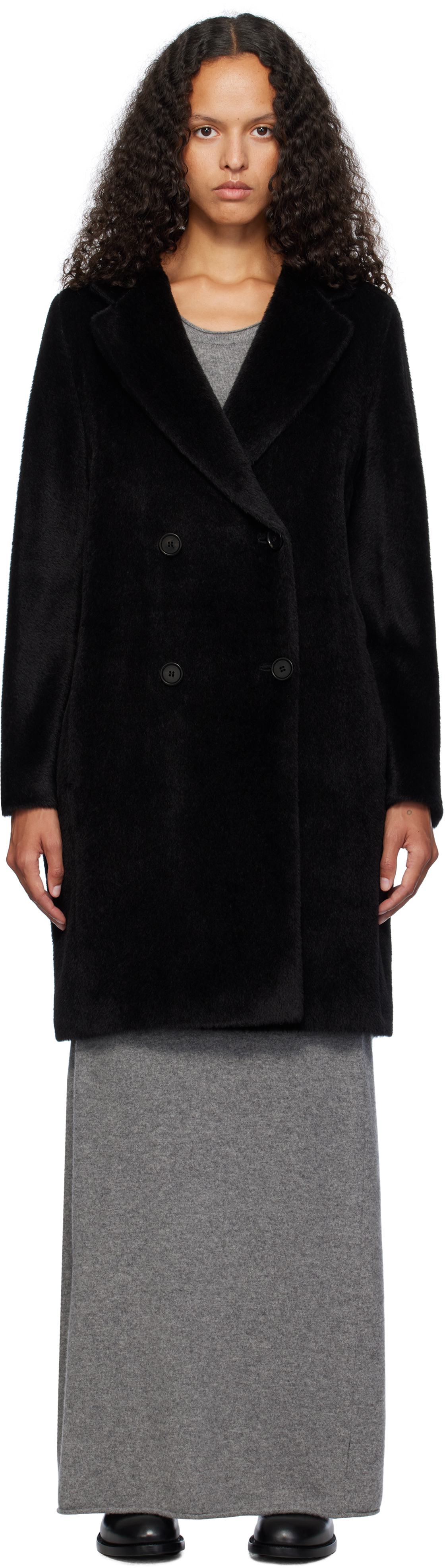 Shop Max Mara Black Roseto Coat In 004 Black