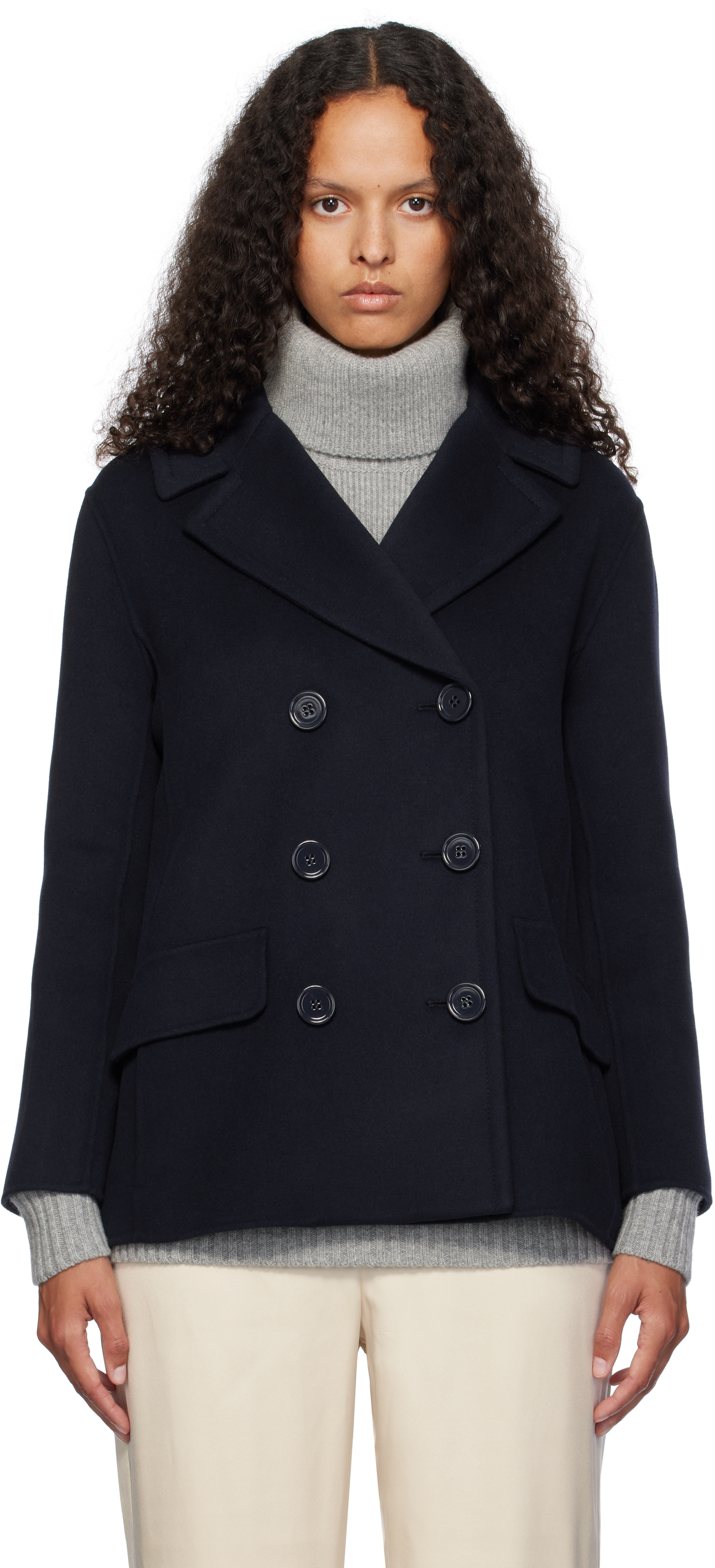 Shop Max Mara Navy Efebo Peacoat In 081 Midnightblue