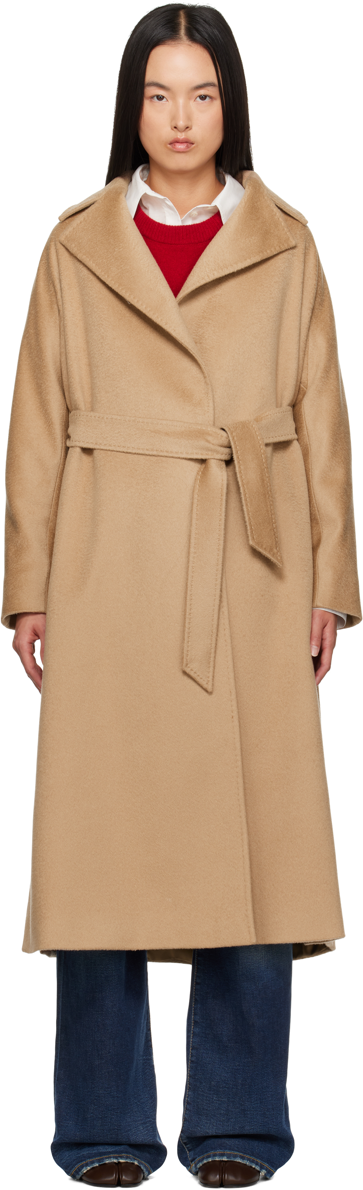 Max Mara Tan Ovatta Coat In 019 Camel
