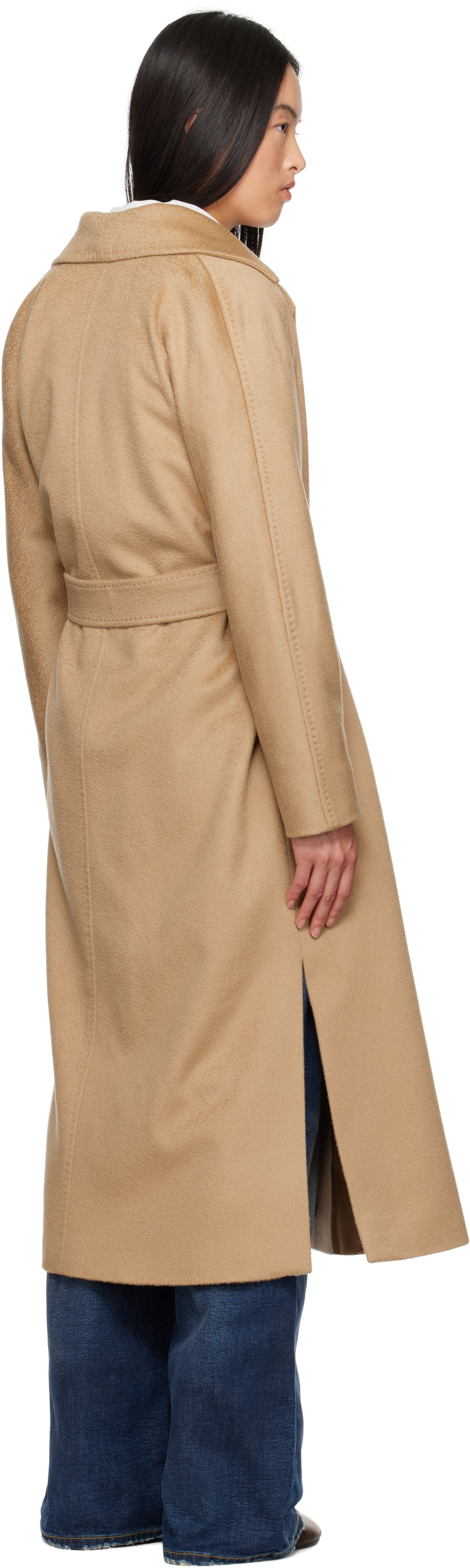 Max Mara Belted Waist Hooded Jacket Pockets In 019 Camel