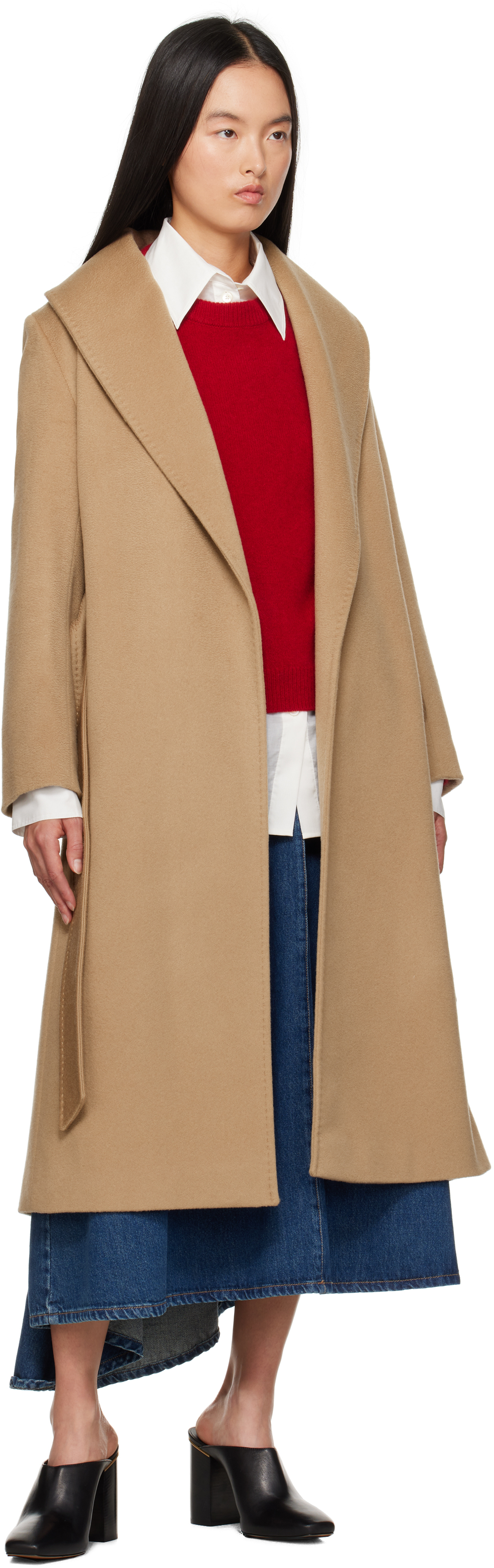 Max Mara Belted Waist Hooded Jacket Pockets In 006 Camel