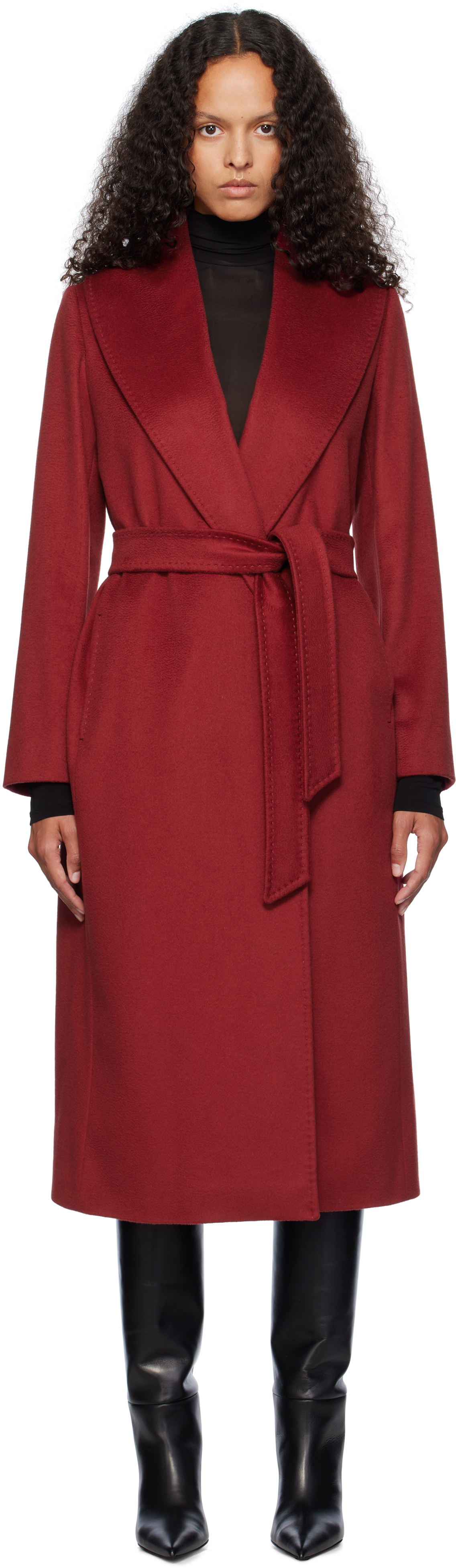 Shop Max Mara Red Loriana Coat In 018 Bordeaux