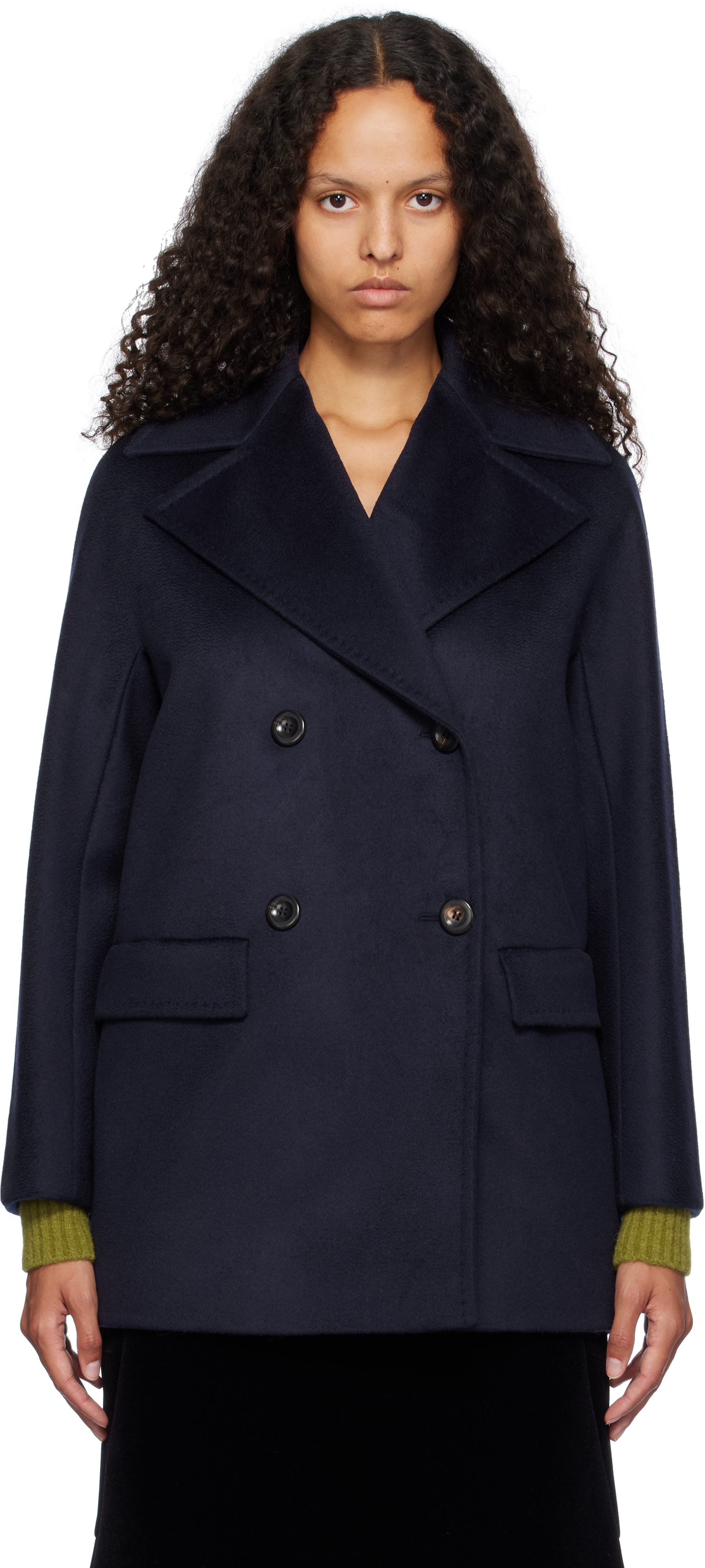 Max Mara Navy Kent Short Peacoat In 010 Navy