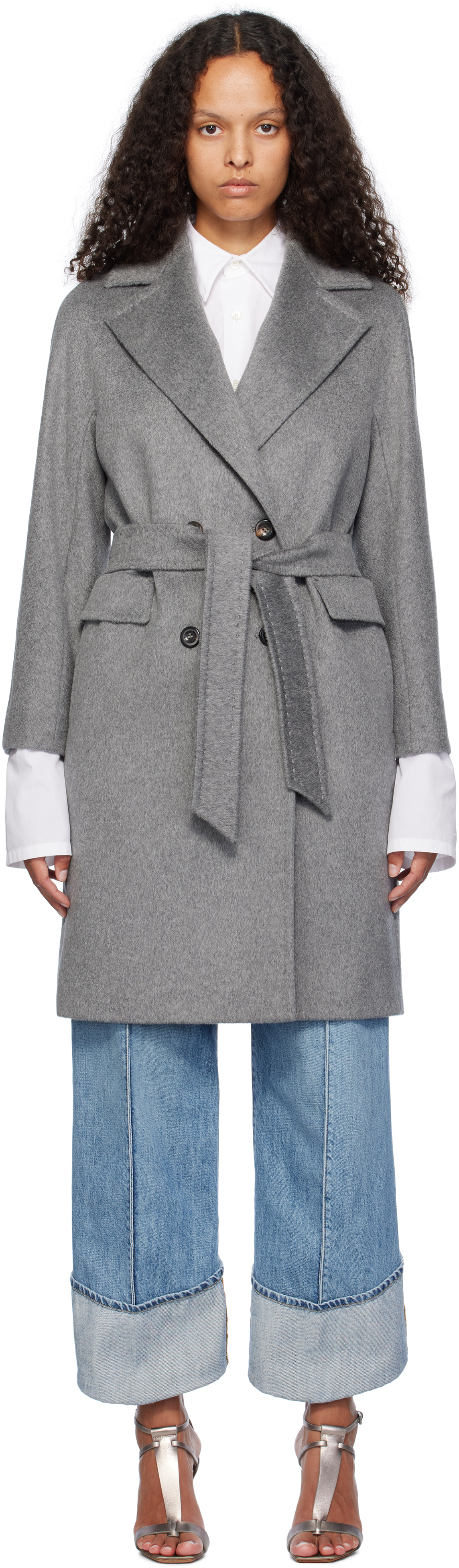【関税込み】Max Mara グレー Astro コート Max Mara Astro コート | グレー | FARFETCH JP