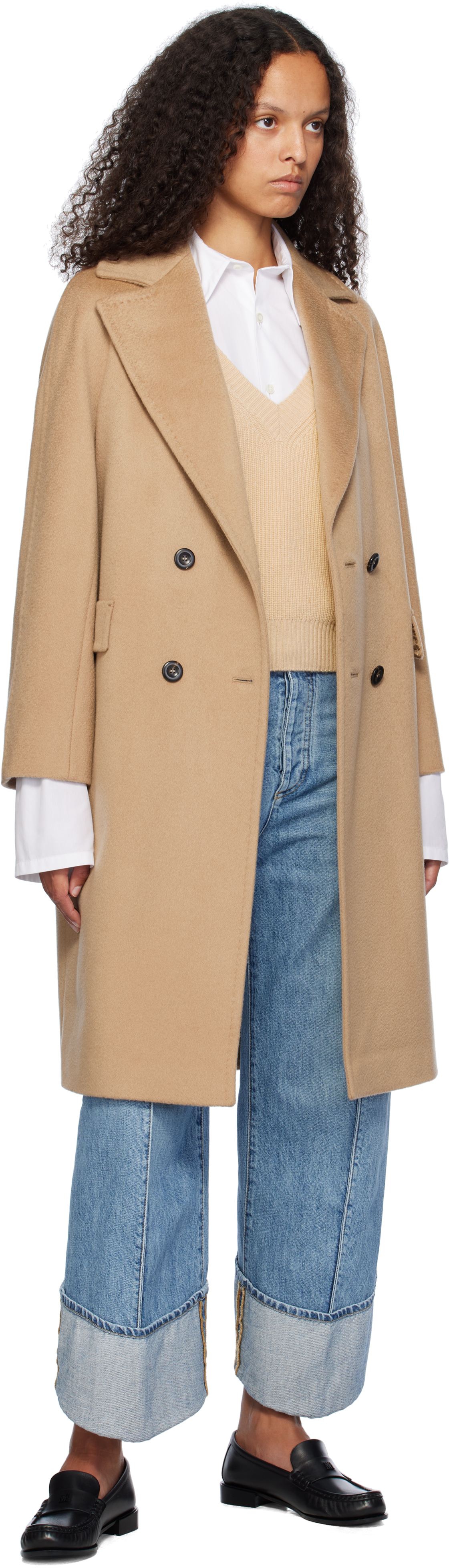 Max Mara Tan Astro Coat In 019 Camel