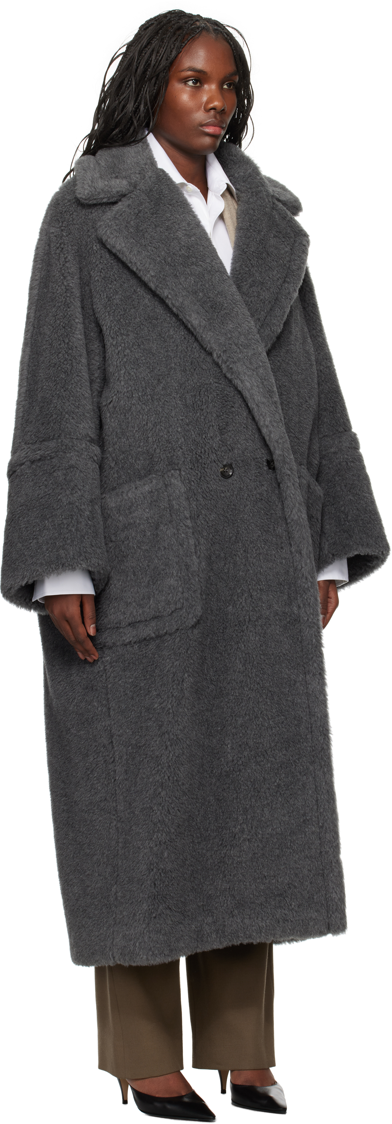 Max Mara Gray Kadiak Coat In 001 Avio