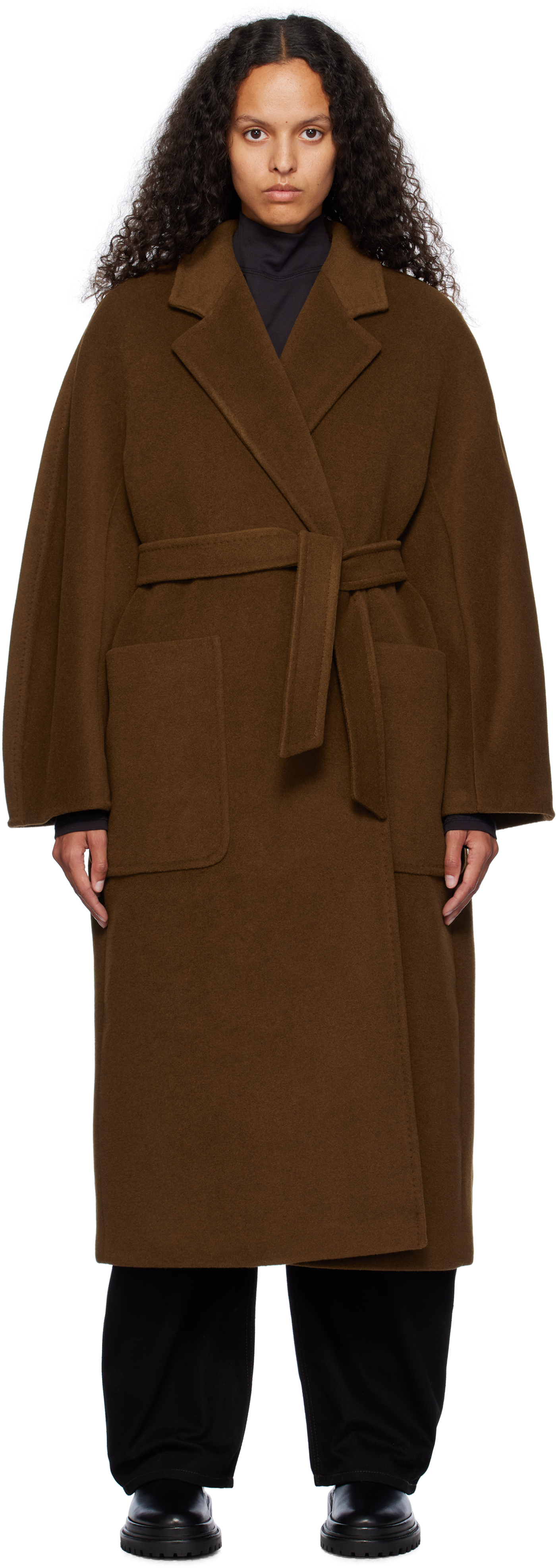 Max Mara Brown Attuale Coat In 010 Tobacco