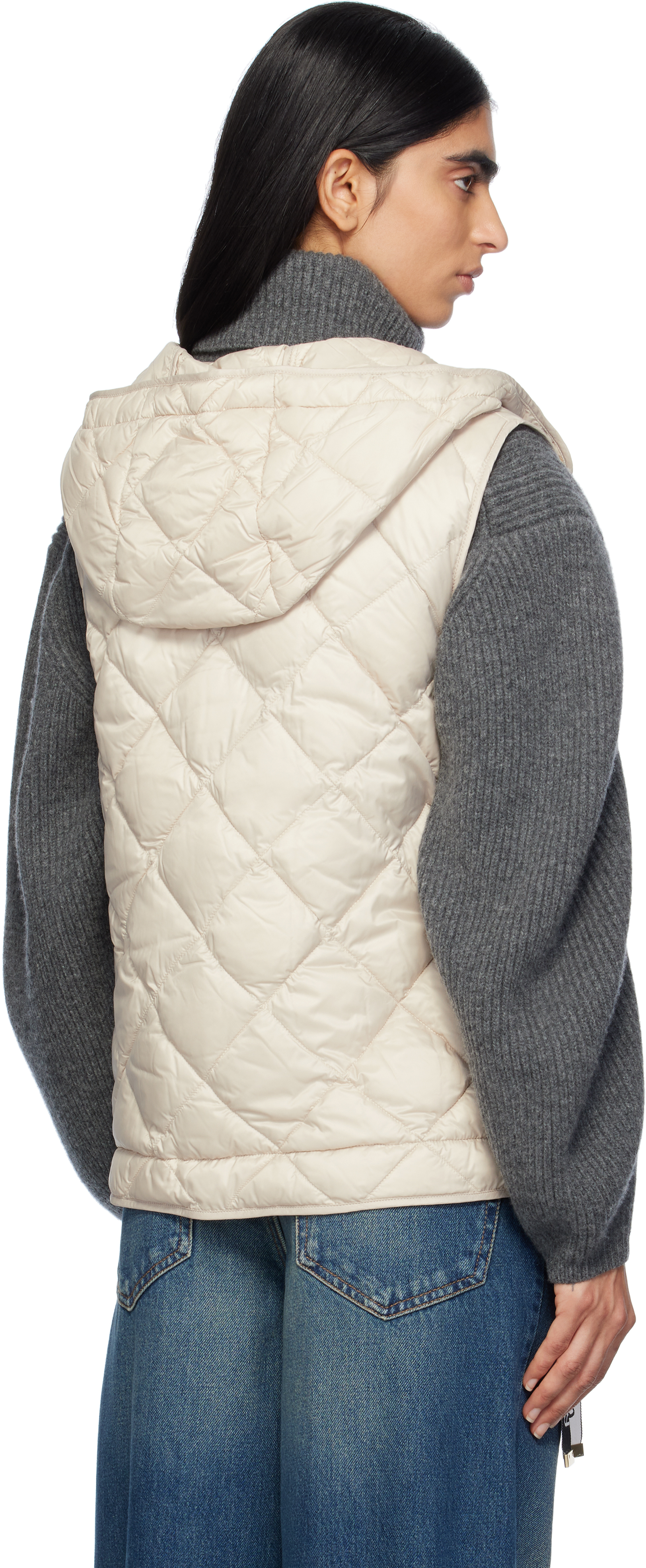 Max Mara Off-white Trefa Down Vest In 081 Sand