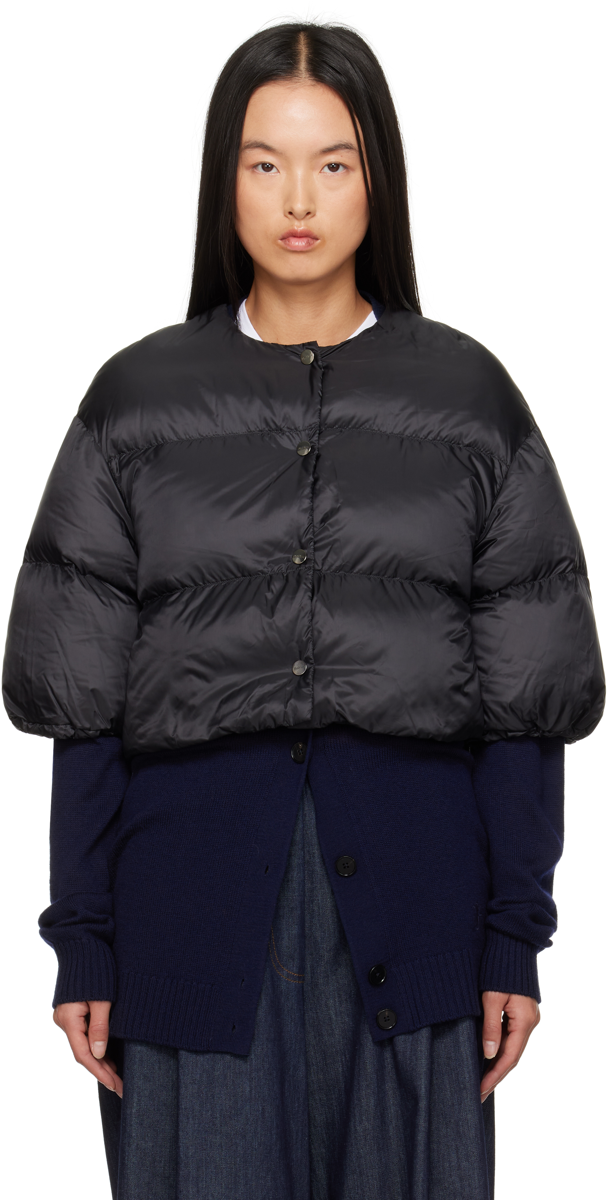 Shop Max Mara Black Seico Down Jacket In 009 Black