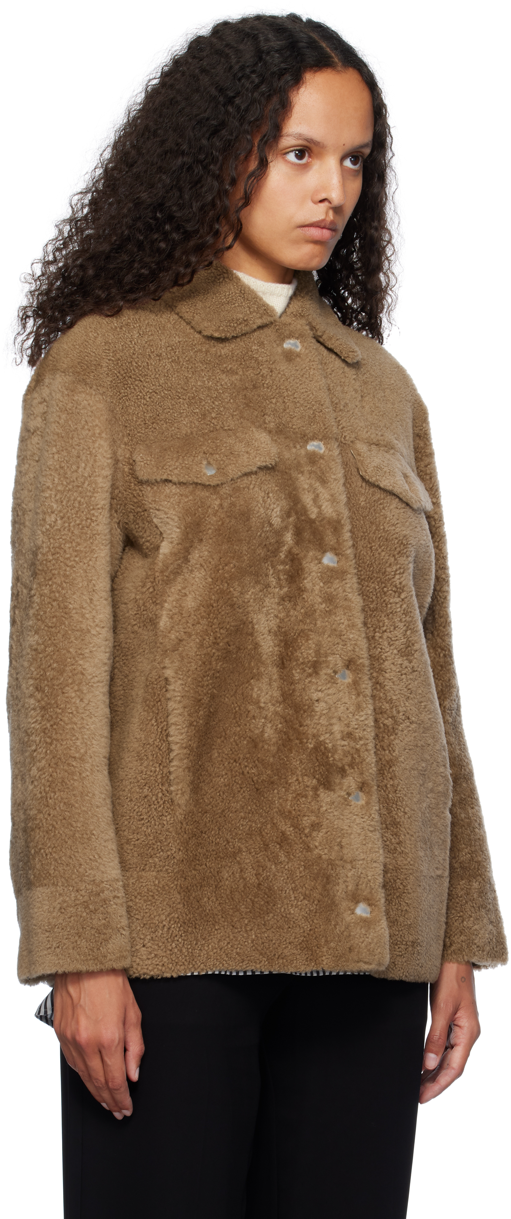 Max Mara Brown Livio Shearling Jacket In 001 Brown