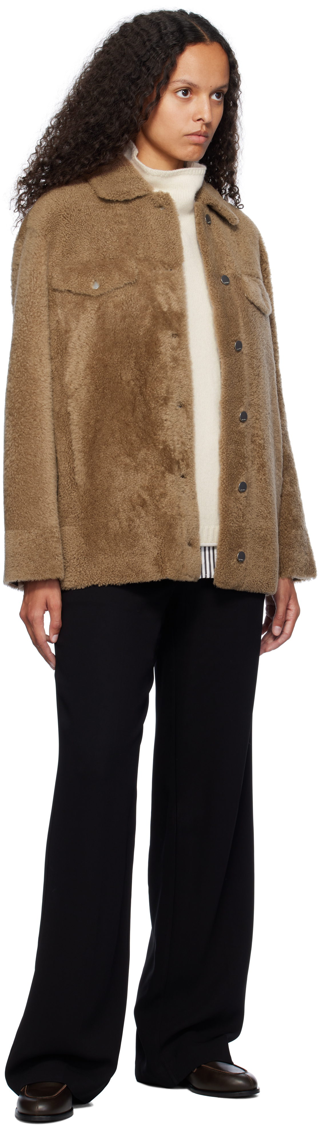 Max Mara Brown Livio Shearling Jacket In 001 Brown