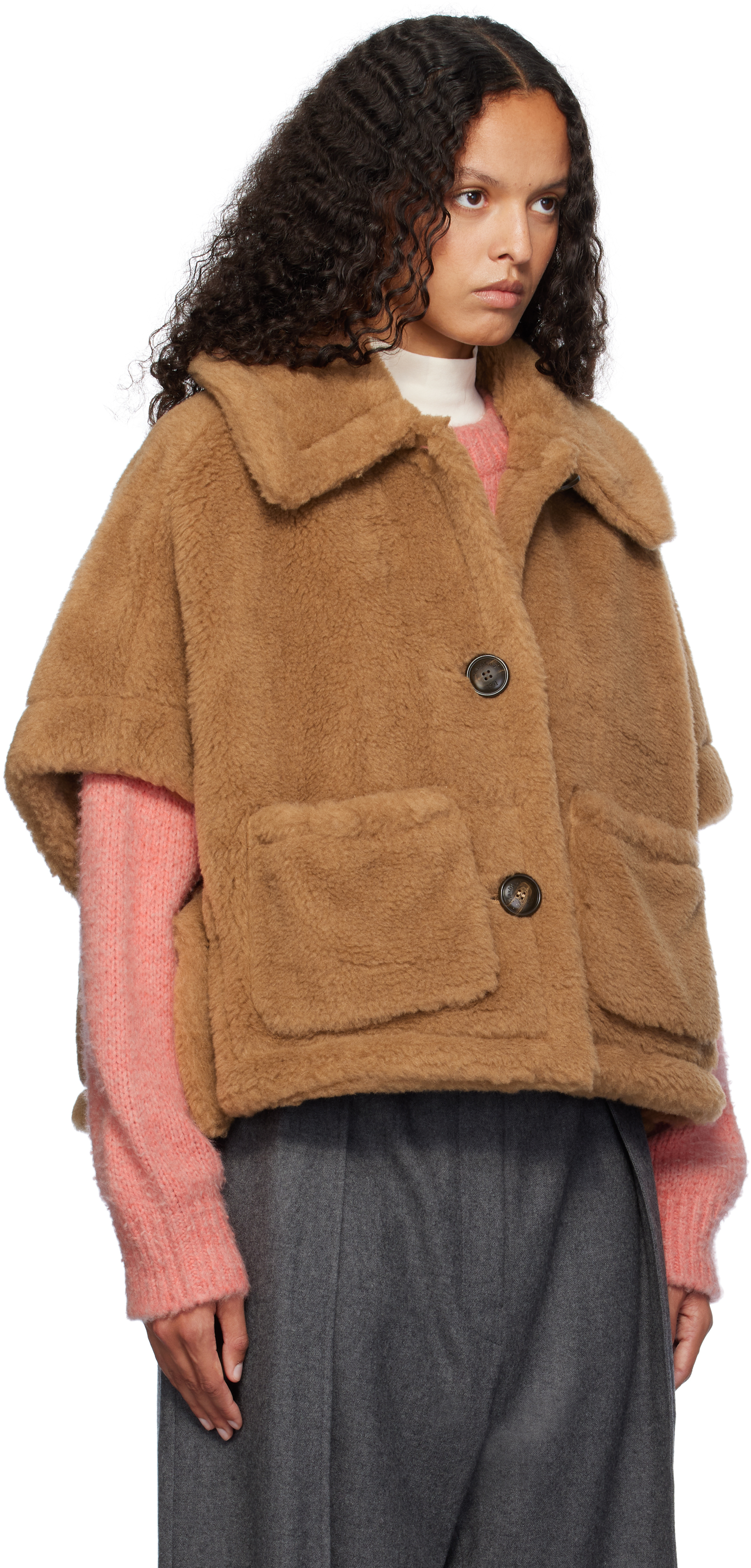 Max Mara Newtzero Virgin Wool-blend Cape In 001 Camel