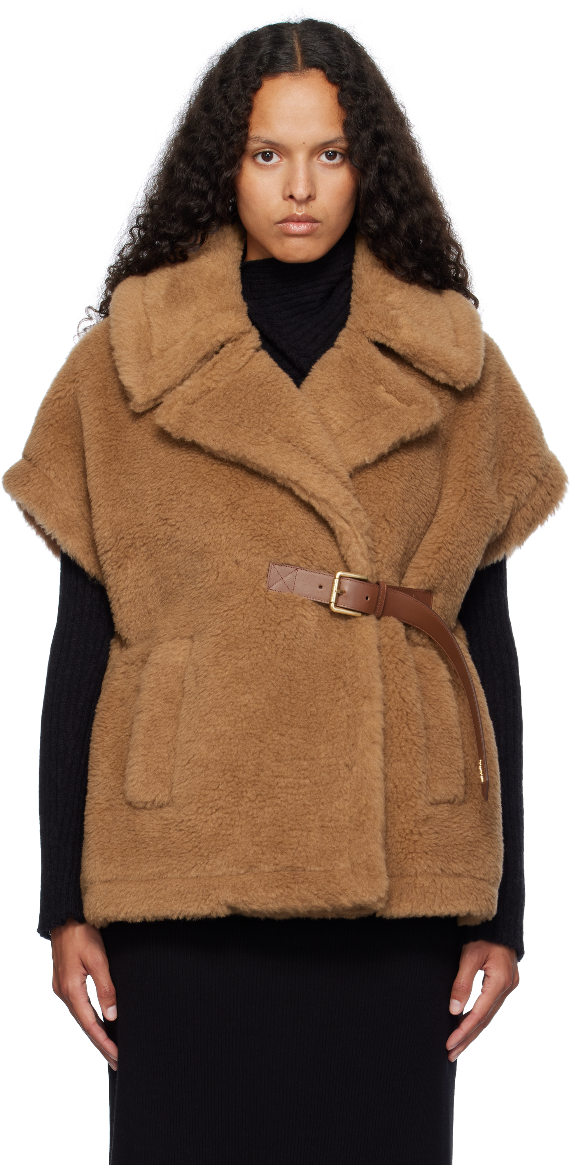Max Mara Alpaca And Wool Silk Belted Jacket In 001 Camel