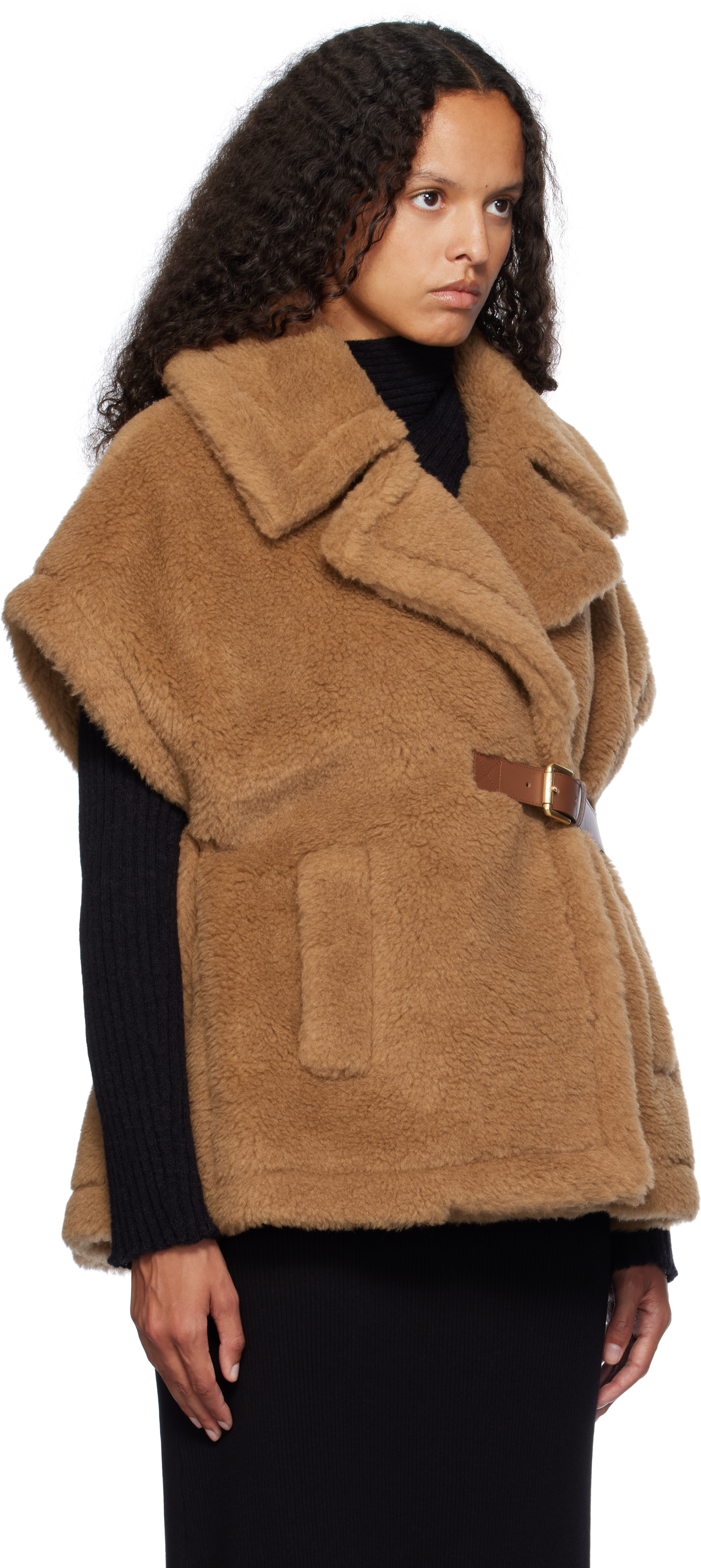 Max Mara Alpaca And Wool Silk Belted Jacket In 001 Camel