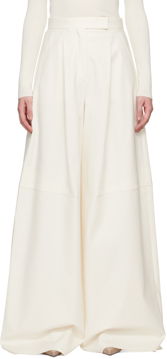 Shop Max Mara Off-white Avoriaz Trousers In 005 Vanilla