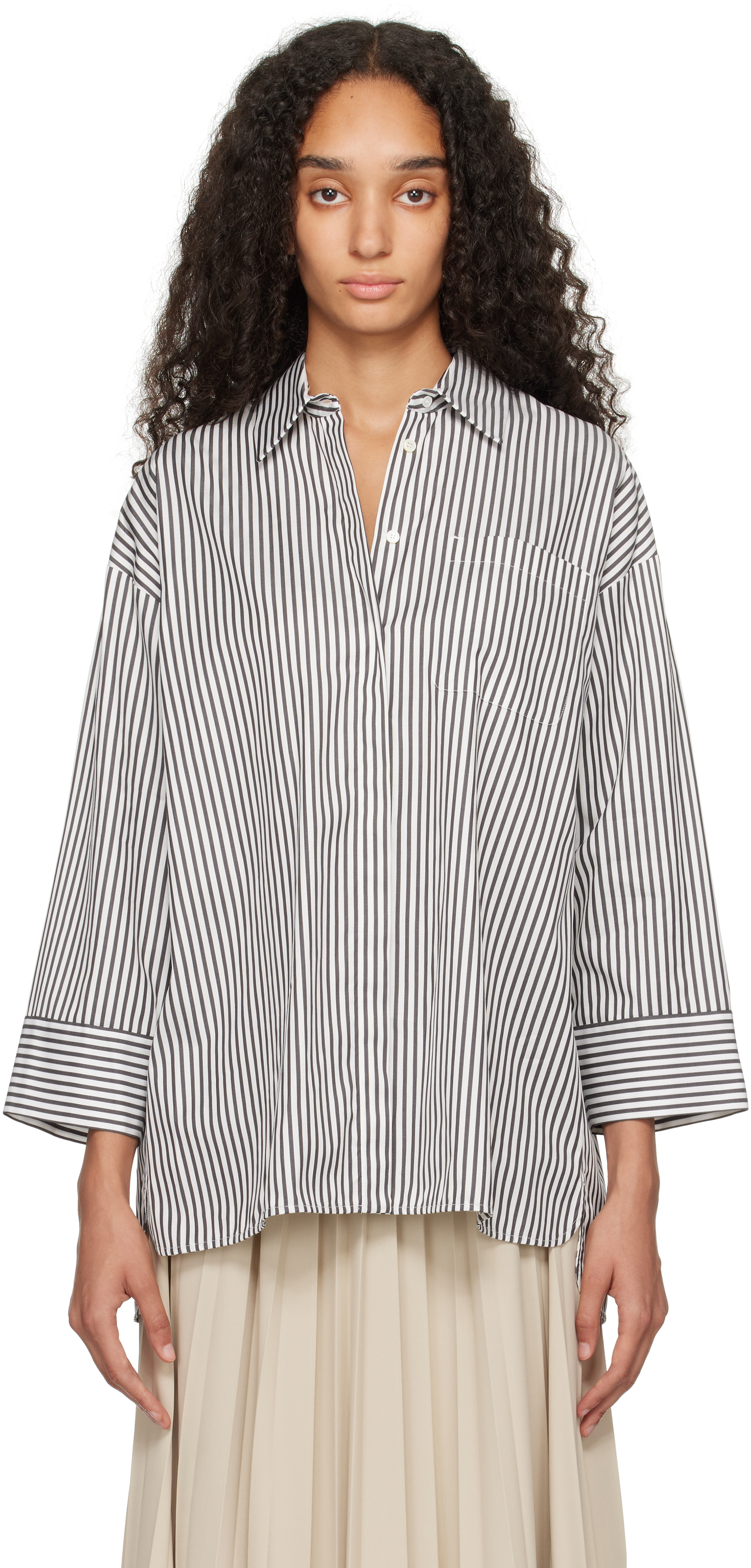 Shop Max Mara White & Black Fano Shirt In 003 Black