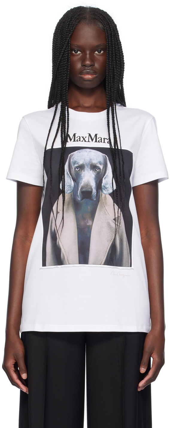 Shop Max Mara White Cipria T-shirt In 015 Powder